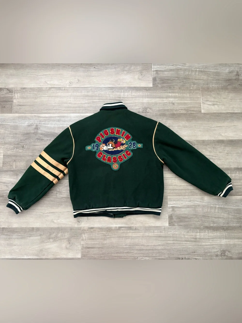 Vintage Disney Mickey Mouse Maulers Varsity Jacket M Green Pigskin Classic 90s